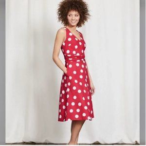 Boden Lois Polka Dot Linen Blend Dress 14